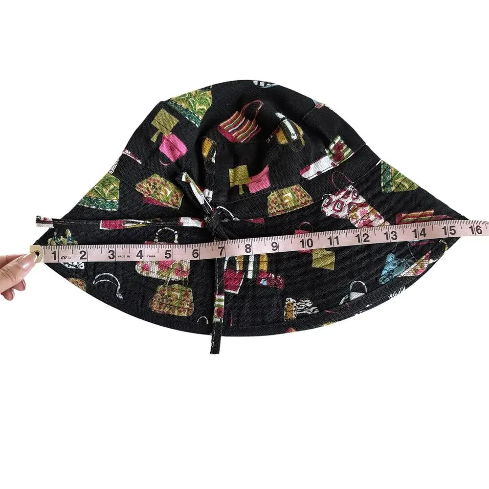 Retro Fashion Handbag Purse Print Bucket Hat Black Multicolor Whimsy Eclectic